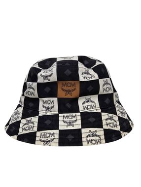 MCM 150th Anniversary Checkerboard Logo Bucket Hat Reversible AUTH